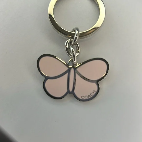 NWOT COACH Butterfly Keychain Fob Purse Charm in Pastel Pink - Picture 2 of 7